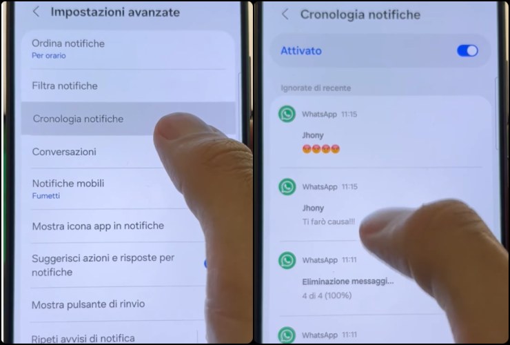 Centro notifiche smartphone, screen Instagram @jonny.it