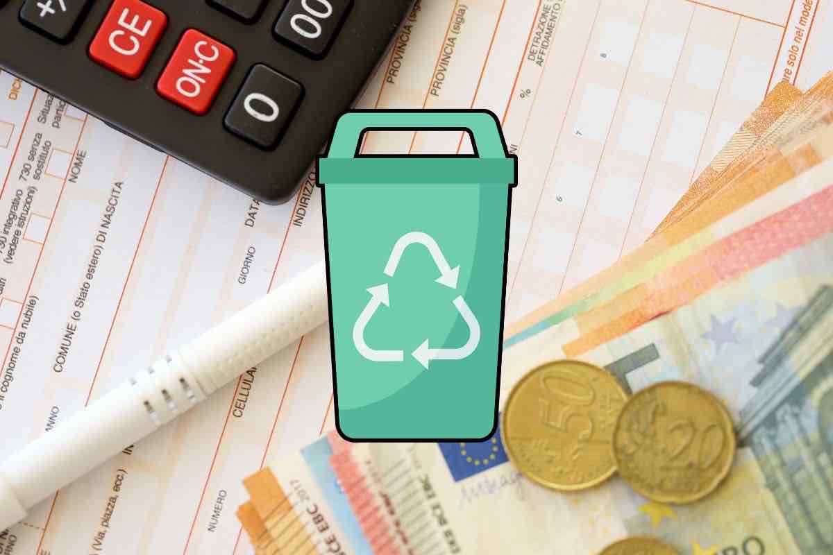 Banconote Euro e simbolo spazzatura